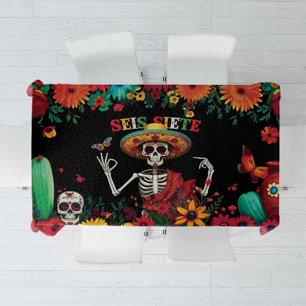 Seis Siete Dia de los Muertos Tablecloth Mexican Funny 67 Calaca Skeleton Sombrero - Wonder Print Shop