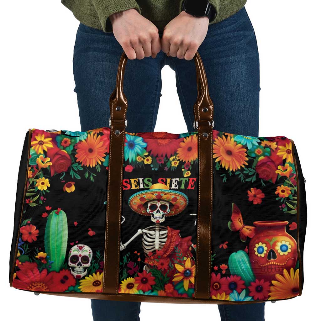 Seis Siete Dia de los Muertos Travel Bag Mexican Funny 67 Calaca Skeleton Sombrero - Wonder Print Shop