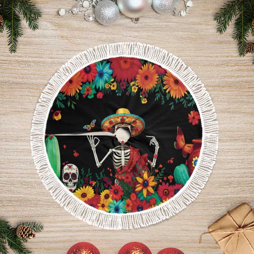 Seis Siete Dia de los Muertos Tree Skirt Mexican Funny 67 Calaca Skeleton Sombrero - Wonder Print Shop