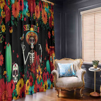 Seis Siete Dia de los Muertos Window Curtain Mexican Funny 67 Calaca Skeleton Sombrero - Wonder Print Shop