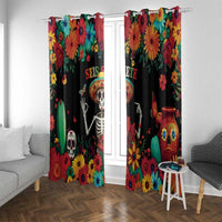 Seis Siete Dia de los Muertos Window Curtain Mexican Funny 67 Calaca Skeleton Sombrero - Wonder Print Shop