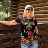 Seis Siete Dia de los Muertos Women Polo Shirt Mexican Funny 67 Calaca Skeleton Sombrero - Wonder Print Shop