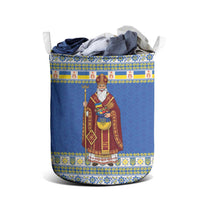 Ukraine Christmas Laundry Basket Saint Nicholas Vyshyvanka Style - Wonder Print Shop