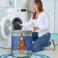 Ukraine Christmas Laundry Basket Saint Nicholas Vyshyvanka Style - Wonder Print Shop