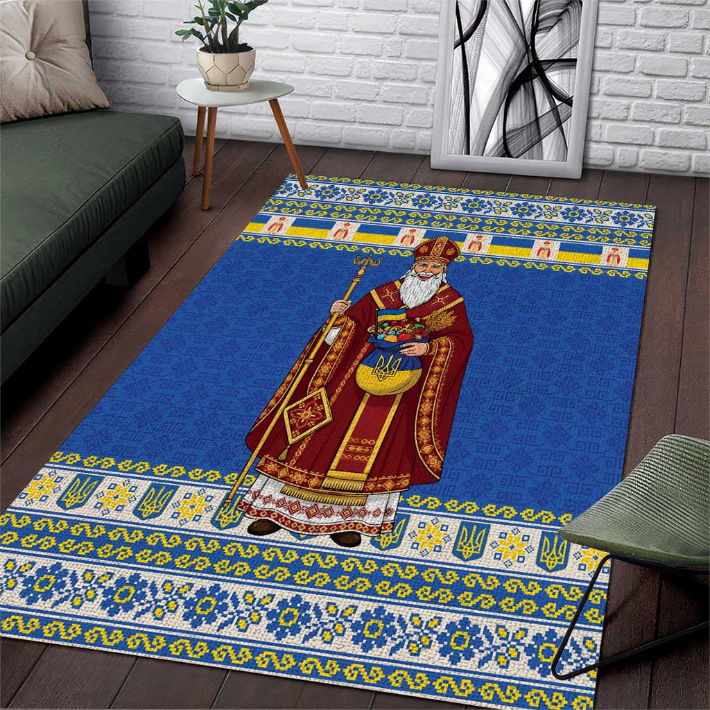 Ukraine Christmas Area Rug Saint Nicholas Vyshyvanka Style - Wonder Print Shop