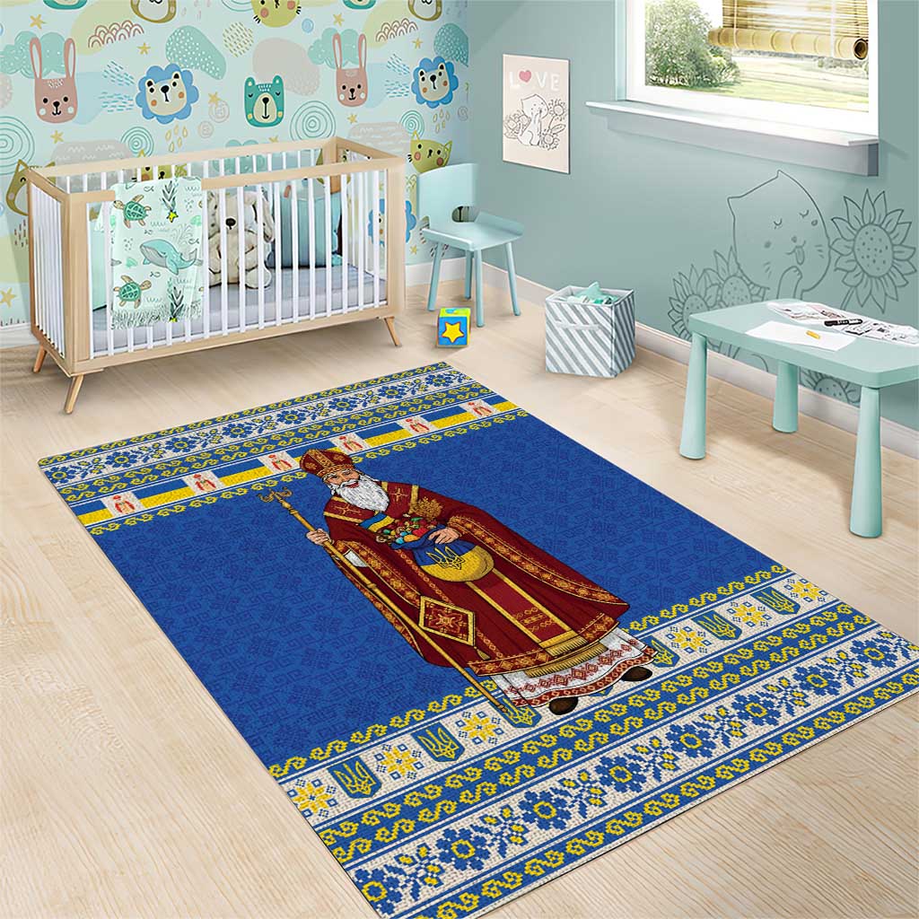 Ukraine Christmas Area Rug Saint Nicholas Vyshyvanka Style - Wonder Print Shop