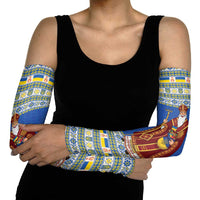 Ukraine Christmas Arm Sleeves Saint Nicholas Vyshyvanka Style - Wonder Print Shop
