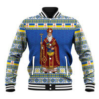Ukraine Christmas Baseball Jacket Saint Nicholas Vyshyvanka Style - Wonder Print Shop