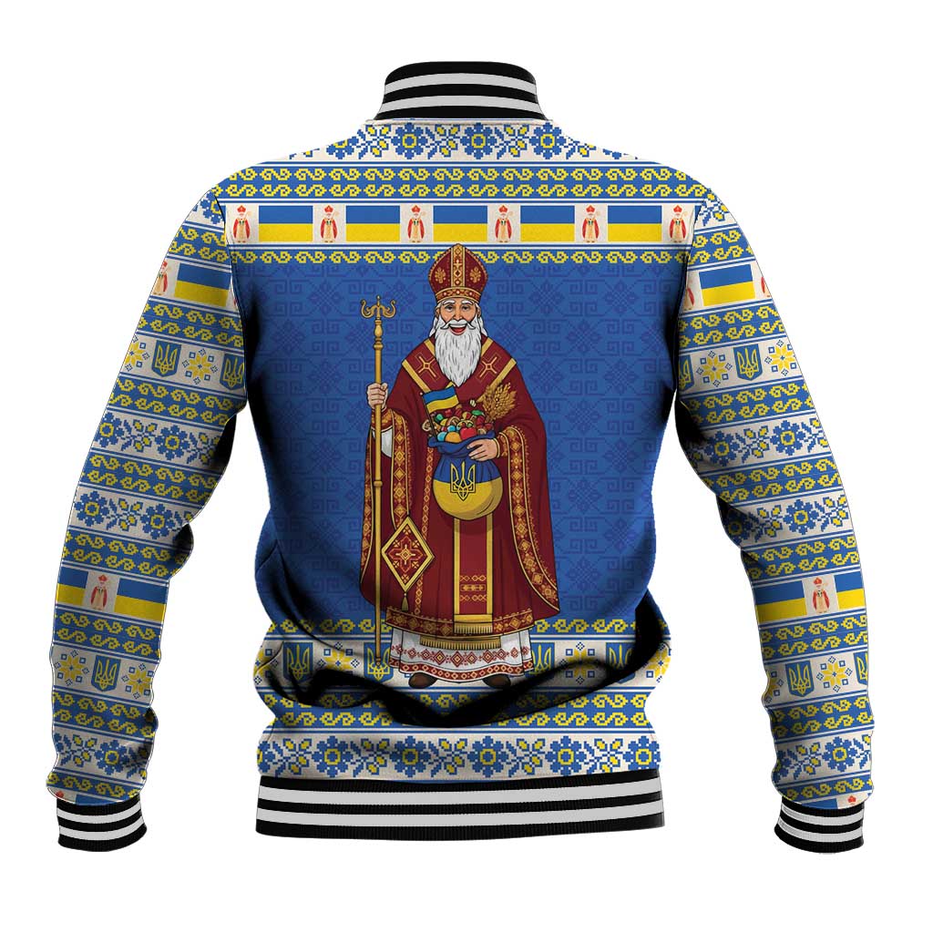 Ukraine Christmas Baseball Jacket Saint Nicholas Vyshyvanka Style - Wonder Print Shop