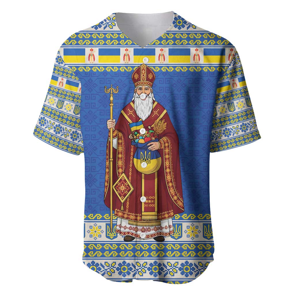 Ukraine Christmas Baseball Jersey Saint Nicholas Vyshyvanka Style - Wonder Print Shop