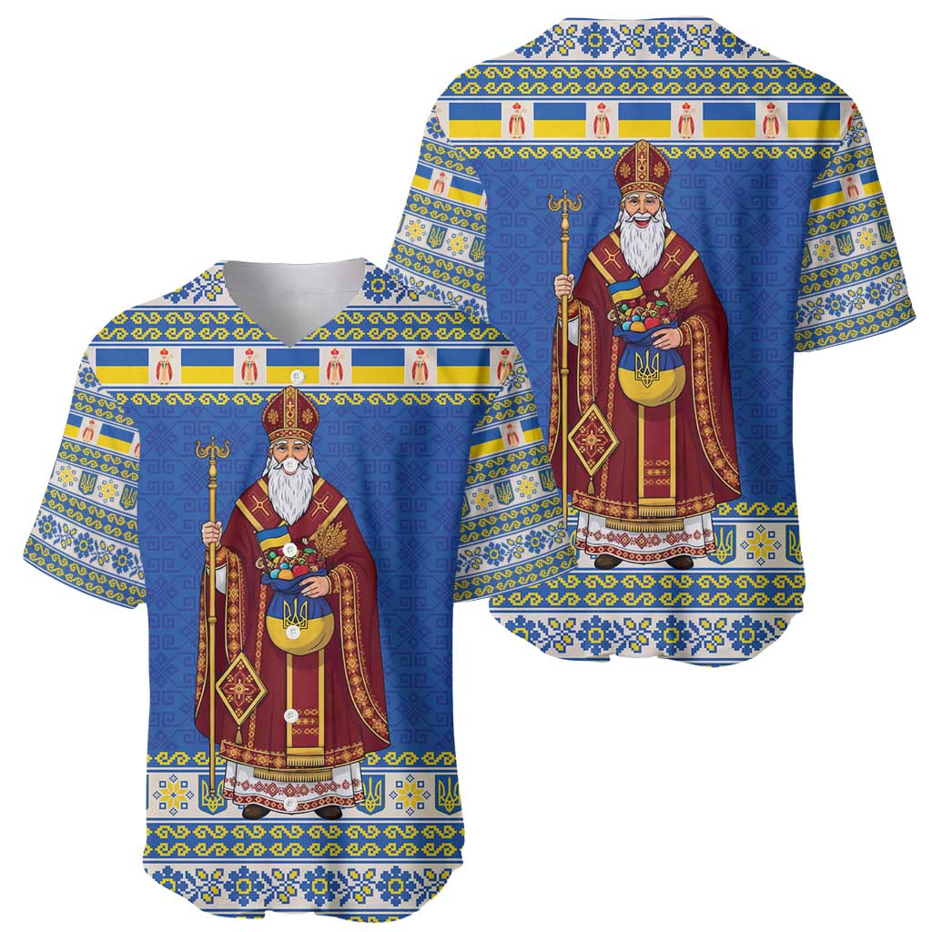 Ukraine Christmas Baseball Jersey Saint Nicholas Vyshyvanka Style - Wonder Print Shop