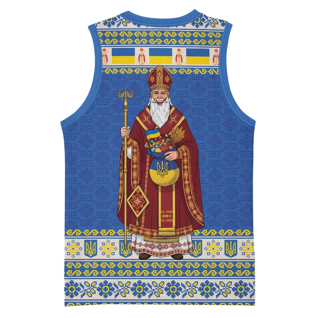 Ukraine Christmas Basketball Jersey Saint Nicholas Vyshyvanka Style - Wonder Print Shop
