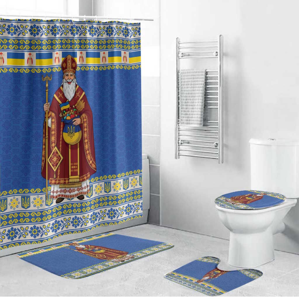 Ukraine Christmas Bathroom Set Saint Nicholas Vyshyvanka Style - Wonder Print Shop