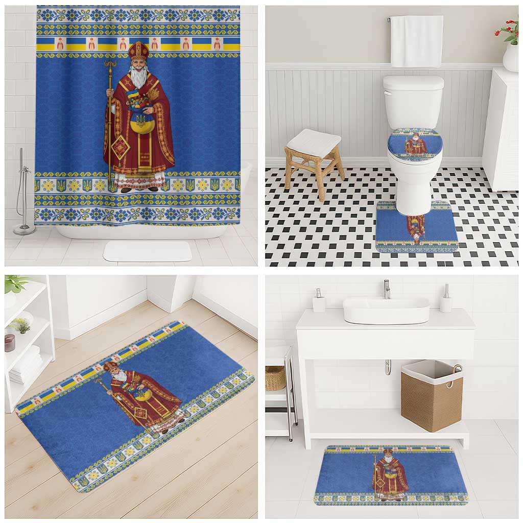 Ukraine Christmas Bathroom Set Saint Nicholas Vyshyvanka Style - Wonder Print Shop