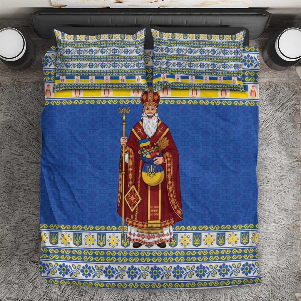 Ukraine Christmas Bedding Set Saint Nicholas Vyshyvanka Style - Wonder Print Shop