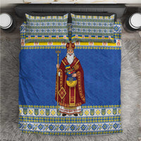 Ukraine Christmas Bedding Set Saint Nicholas Vyshyvanka Style - Wonder Print Shop