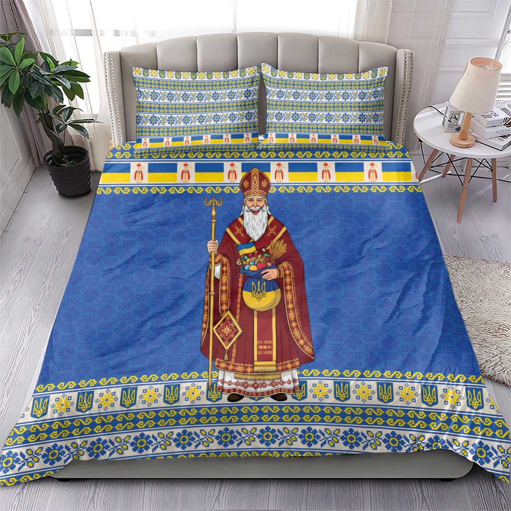 Ukraine Christmas Bedding Set Saint Nicholas Vyshyvanka Style - Wonder Print Shop