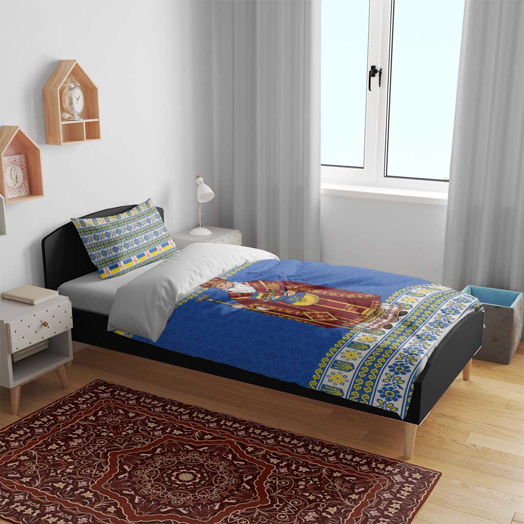 Ukraine Christmas Bedding Set Saint Nicholas Vyshyvanka Style - Wonder Print Shop