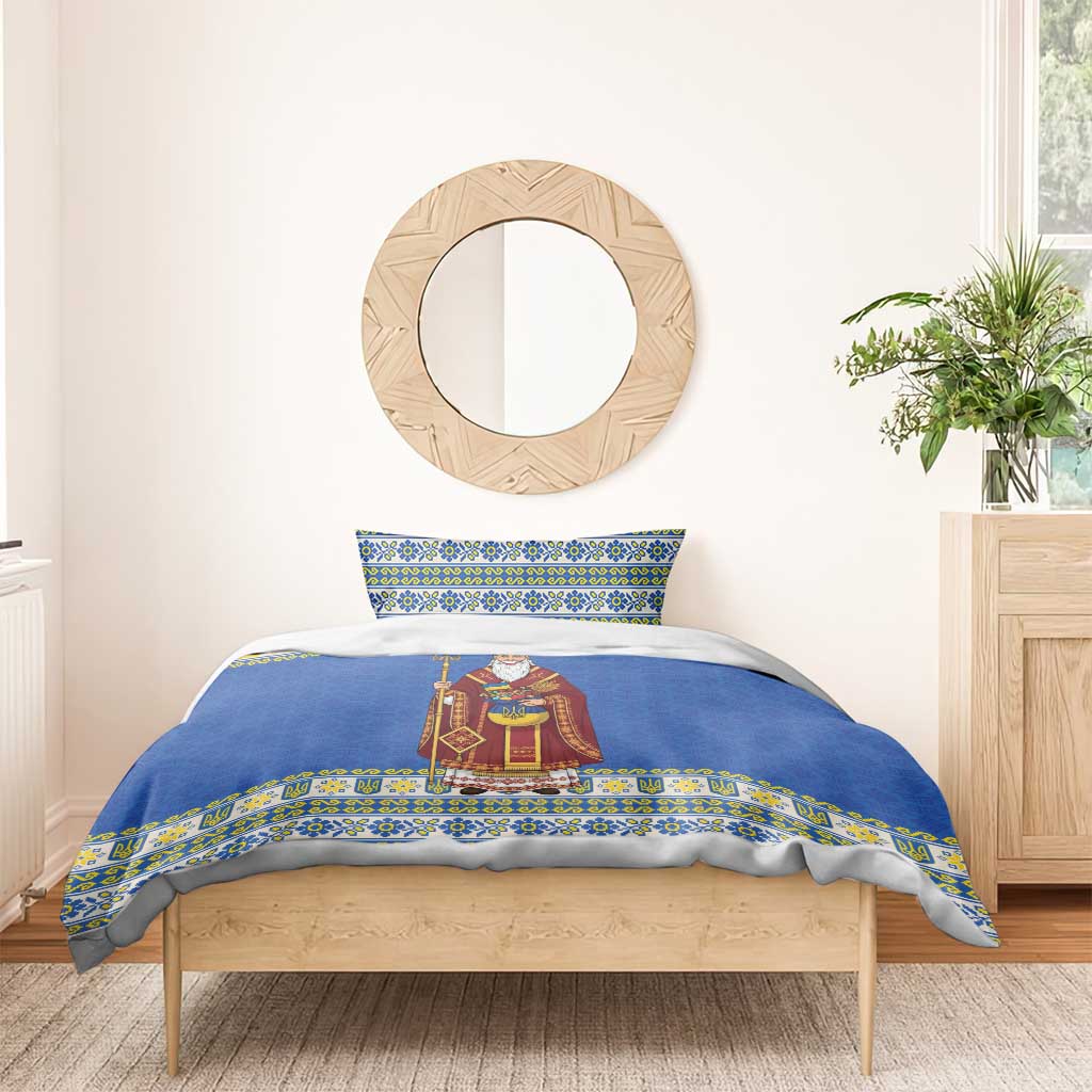 Ukraine Christmas Bedding Set Saint Nicholas Vyshyvanka Style - Wonder Print Shop