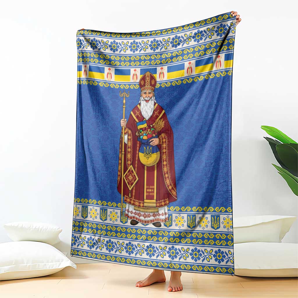 Ukraine Christmas Blanket Saint Nicholas Vyshyvanka Style - Wonder Print Shop