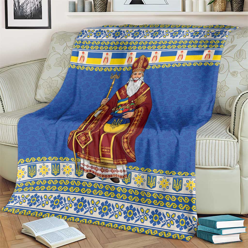 Ukraine Christmas Blanket Saint Nicholas Vyshyvanka Style - Wonder Print Shop