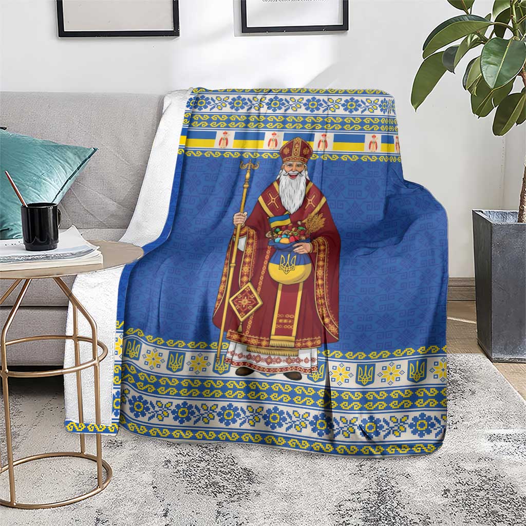 Ukraine Christmas Blanket Saint Nicholas Vyshyvanka Style - Wonder Print Shop