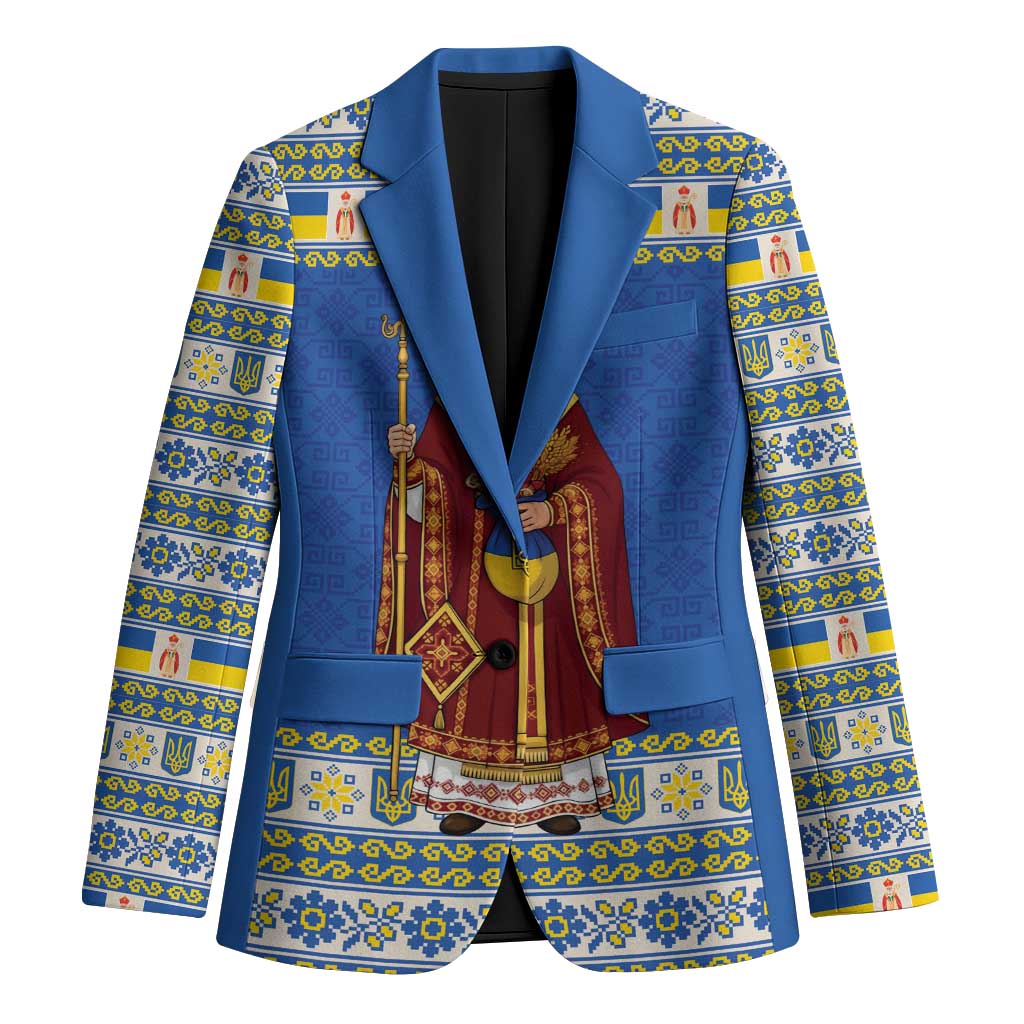 Ukraine Christmas Blazer Saint Nicholas Vyshyvanka Style - Wonder Print Shop