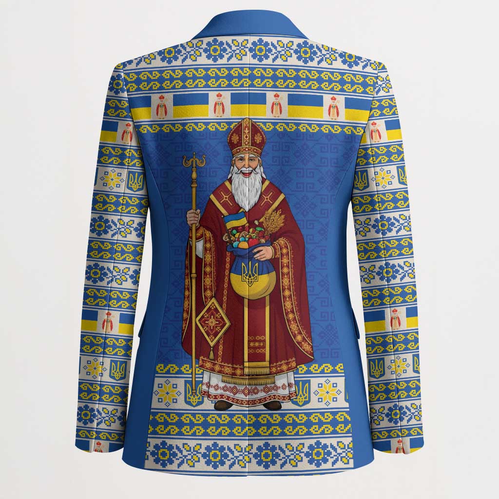 Ukraine Christmas Blazer Saint Nicholas Vyshyvanka Style - Wonder Print Shop