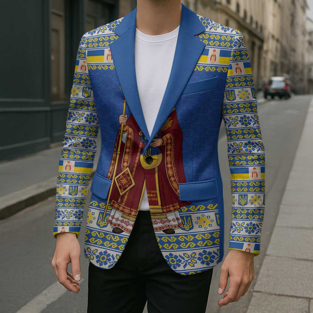 Ukraine Christmas Blazer Saint Nicholas Vyshyvanka Style - Wonder Print Shop
