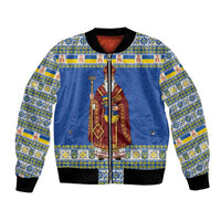 Ukraine Christmas Bomber Jacket Saint Nicholas Vyshyvanka Style - Wonder Print Shop