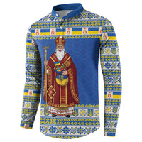 Ukraine Christmas Button Sweatshirt Saint Nicholas Vyshyvanka Style - Wonder Print Shop
