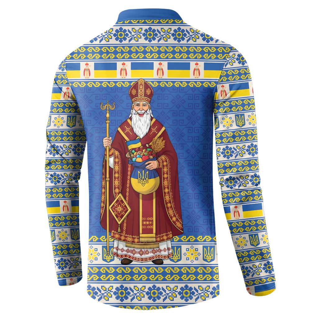 Ukraine Christmas Button Sweatshirt Saint Nicholas Vyshyvanka Style - Wonder Print Shop