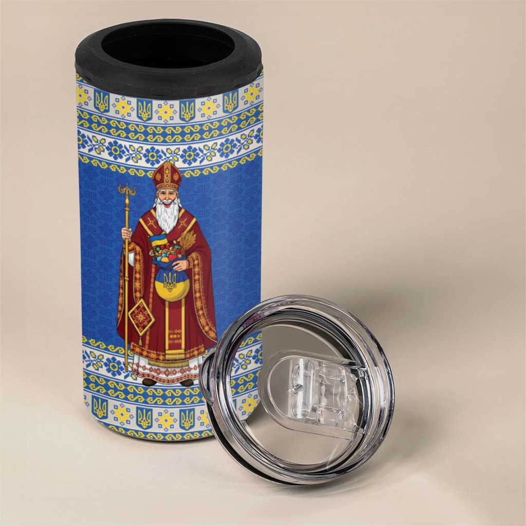 Ukraine Christmas 4 in 1 Can Cooler Tumbler Saint Nicholas Vyshyvanka Style - Wonder Print Shop