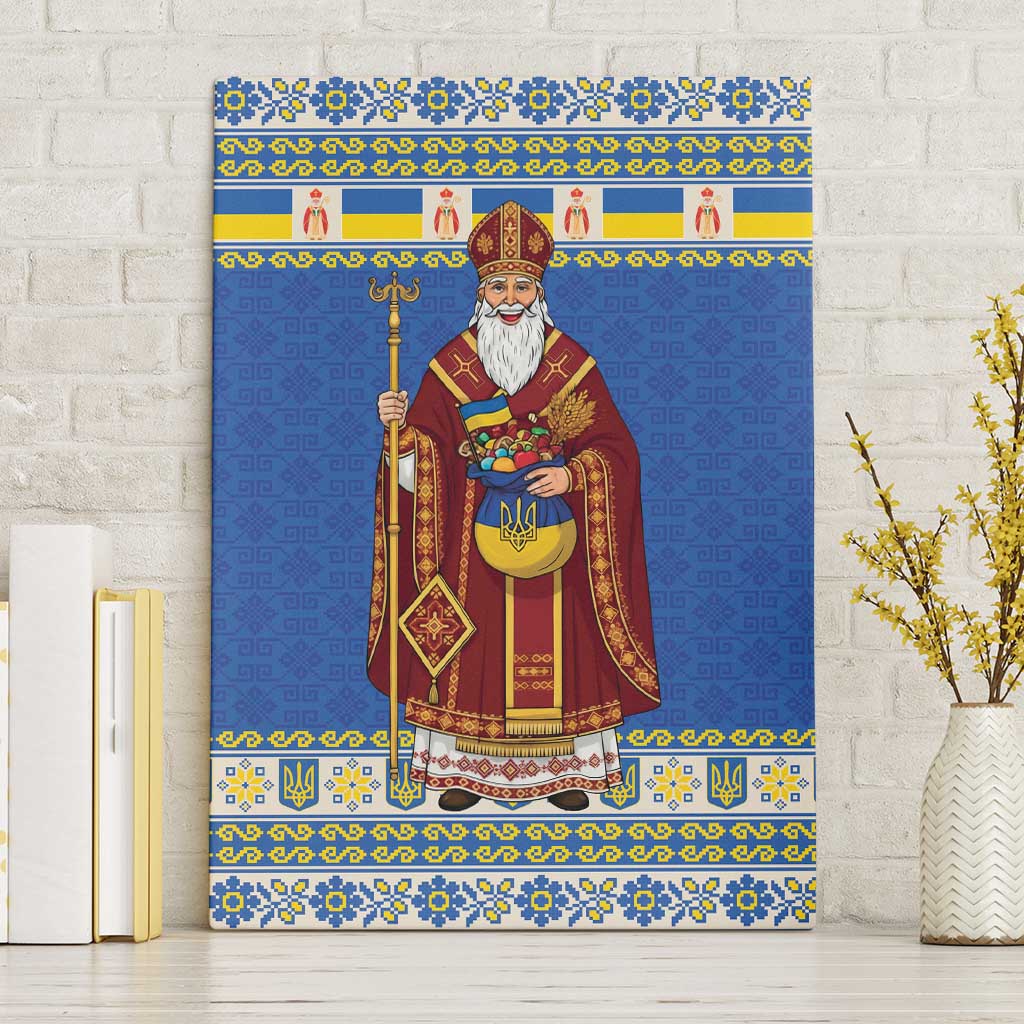 Ukraine Christmas Canvas Wall Art Saint Nicholas Vyshyvanka Style - Wonder Print Shop