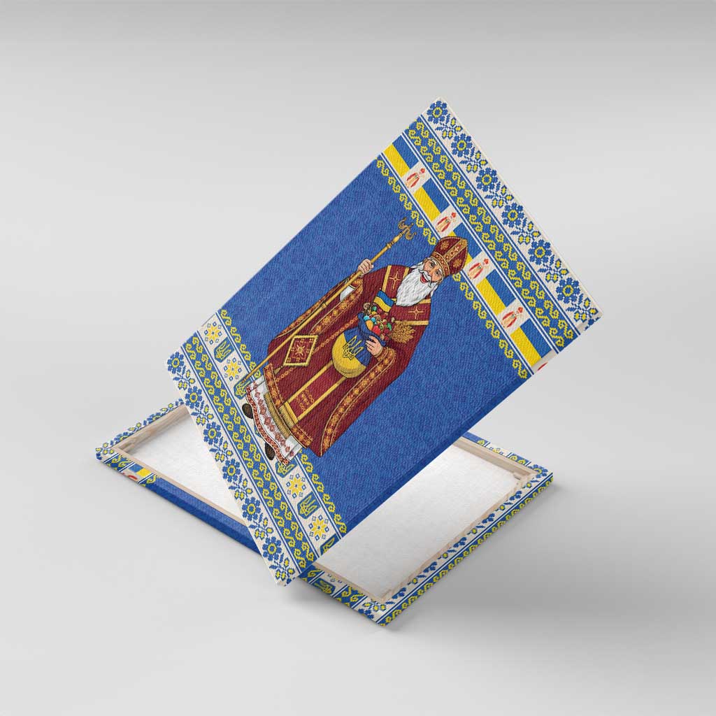 Ukraine Christmas Canvas Wall Art Saint Nicholas Vyshyvanka Style - Wonder Print Shop