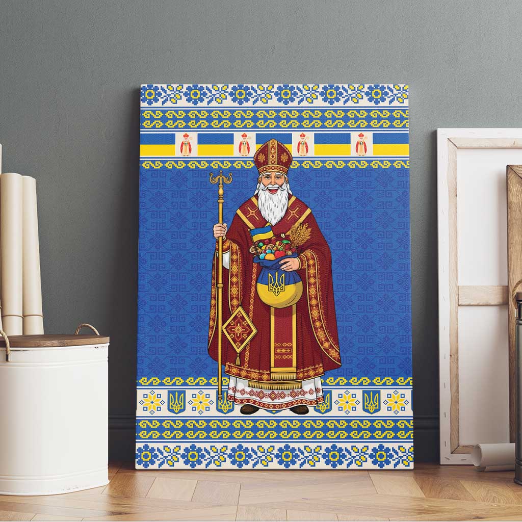 Ukraine Christmas Canvas Wall Art Saint Nicholas Vyshyvanka Style - Wonder Print Shop