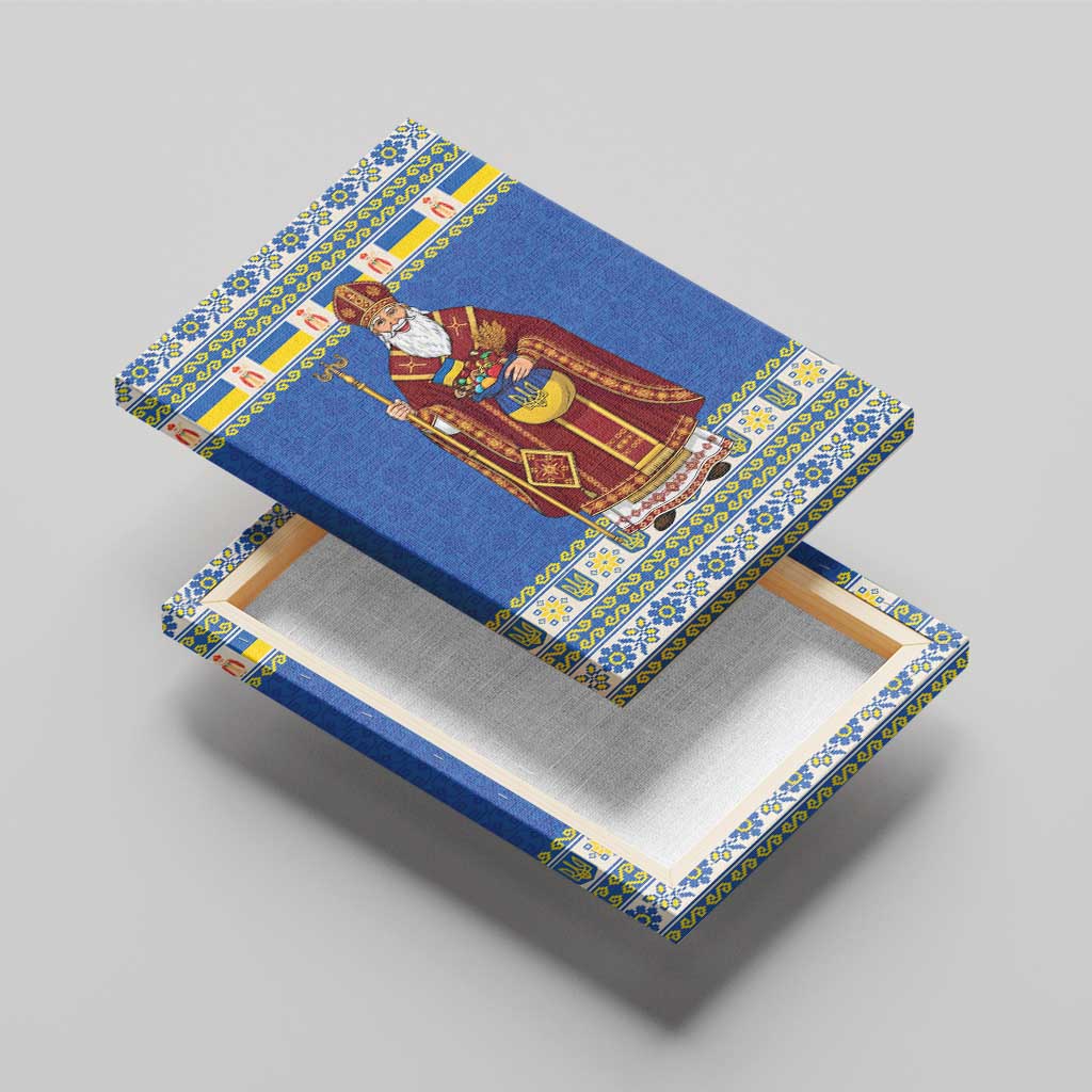 Ukraine Christmas Canvas Wall Art Saint Nicholas Vyshyvanka Style - Wonder Print Shop