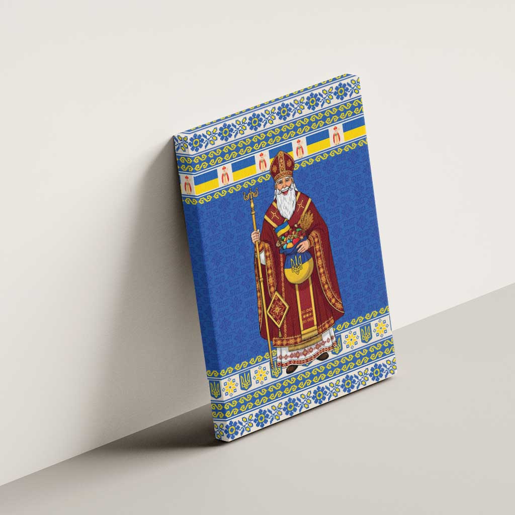Ukraine Christmas Canvas Wall Art Saint Nicholas Vyshyvanka Style - Wonder Print Shop