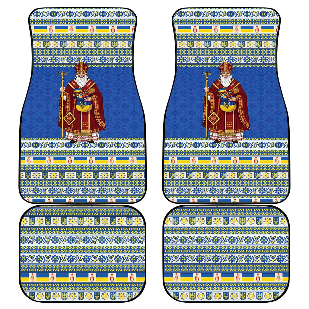 Ukraine Christmas Car Mats Saint Nicholas Vyshyvanka Style - Wonder Print Shop