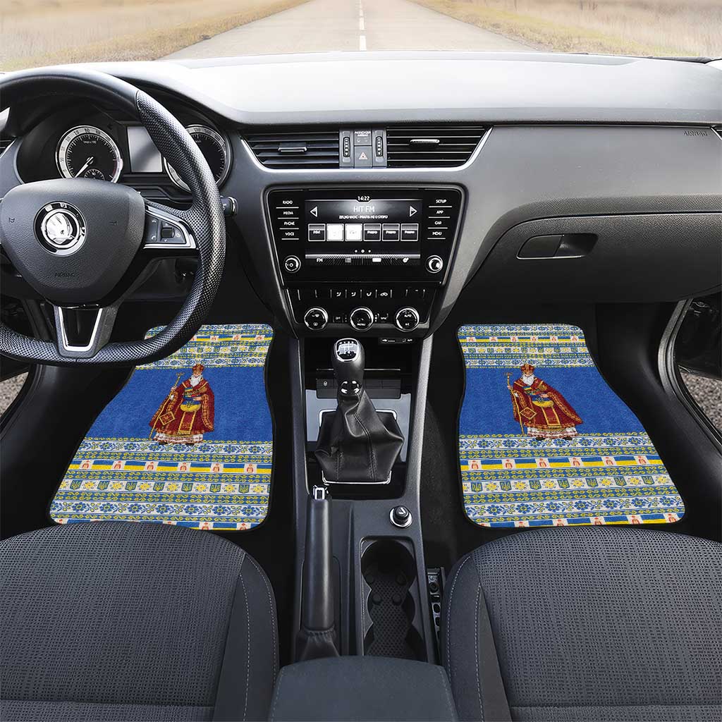 Ukraine Christmas Car Mats Saint Nicholas Vyshyvanka Style - Wonder Print Shop