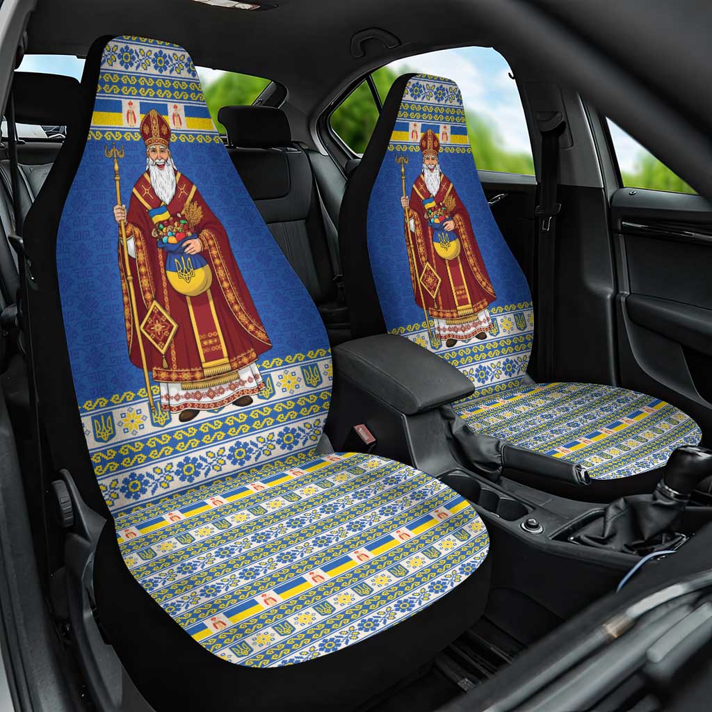 Ukraine Christmas Car Seat Cover Saint Nicholas Vyshyvanka Style - Wonder Print Shop
