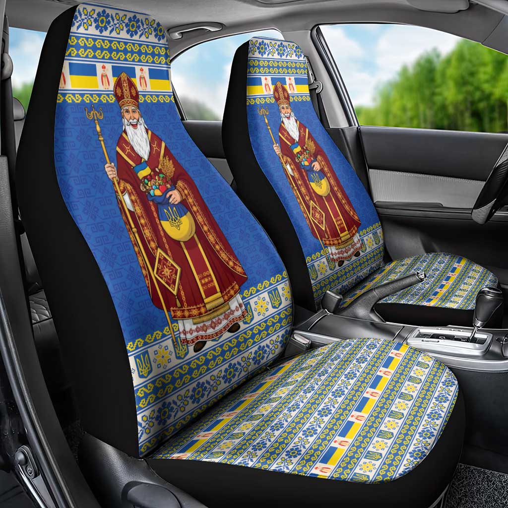 Ukraine Christmas Car Seat Cover Saint Nicholas Vyshyvanka Style - Wonder Print Shop
