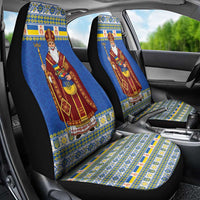 Ukraine Christmas Car Seat Cover Saint Nicholas Vyshyvanka Style - Wonder Print Shop