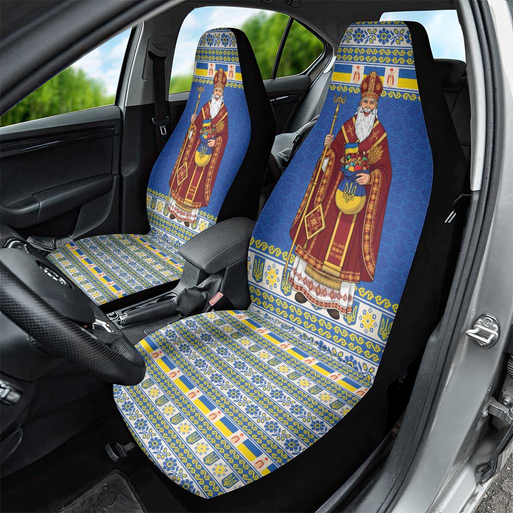 Ukraine Christmas Car Seat Cover Saint Nicholas Vyshyvanka Style - Wonder Print Shop