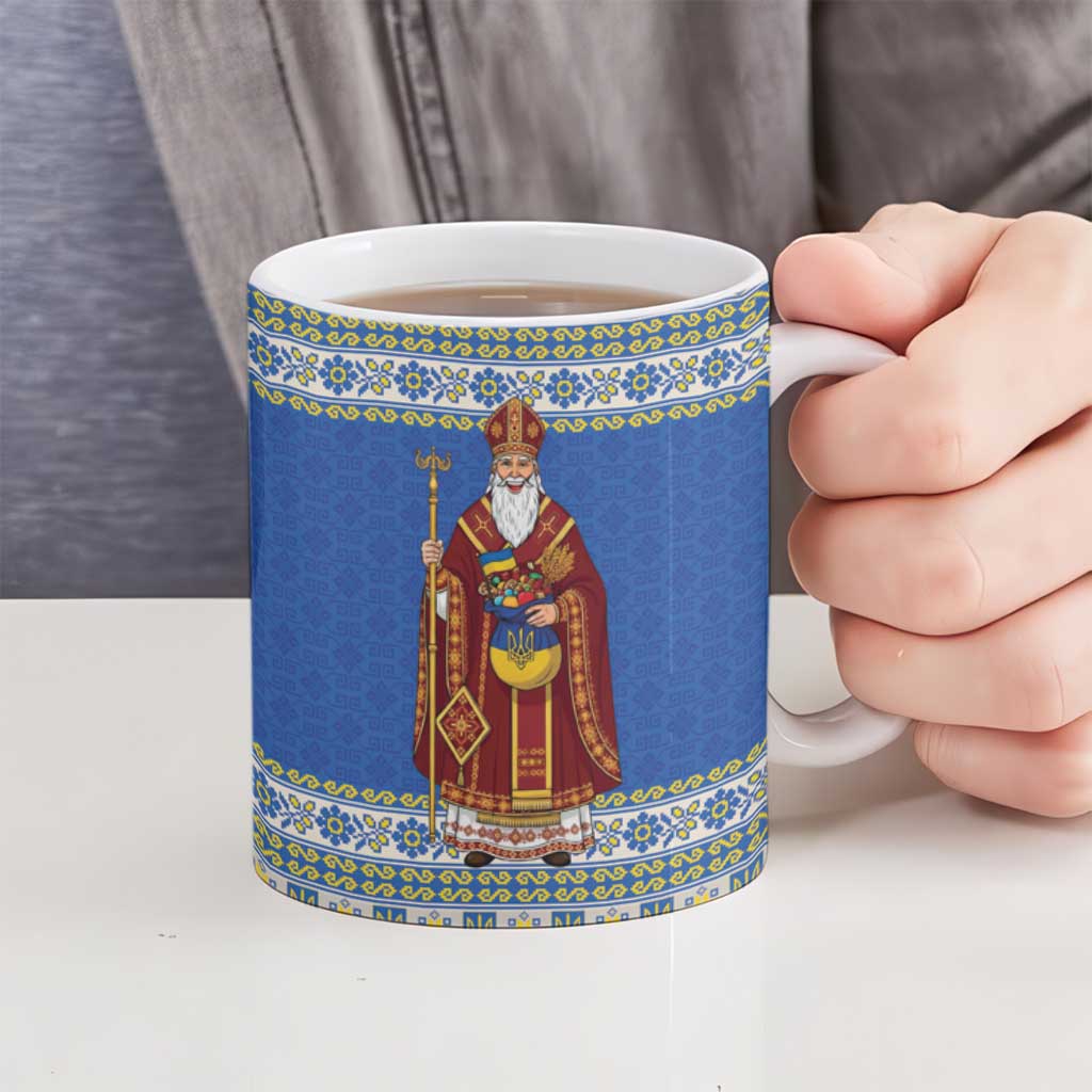 Ukraine Christmas Ceramic Mug Saint Nicholas Vyshyvanka Style - Wonder Print Shop