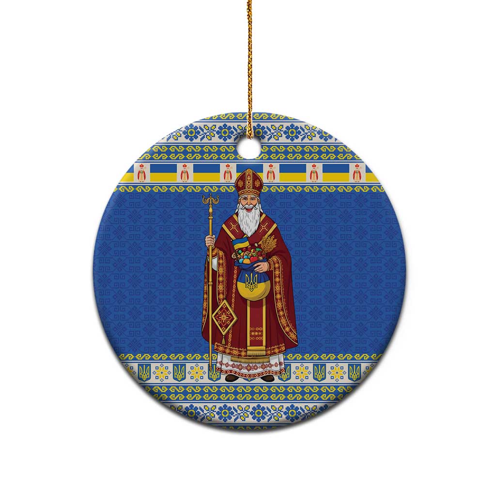 Ukraine Christmas Ceramic Ornament Saint Nicholas Vyshyvanka Style - Wonder Print Shop