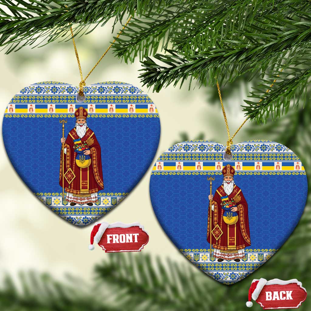 Ukraine Christmas Ceramic Ornament Saint Nicholas Vyshyvanka Style - Wonder Print Shop