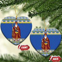Ukraine Christmas Ceramic Ornament Saint Nicholas Vyshyvanka Style - Wonder Print Shop
