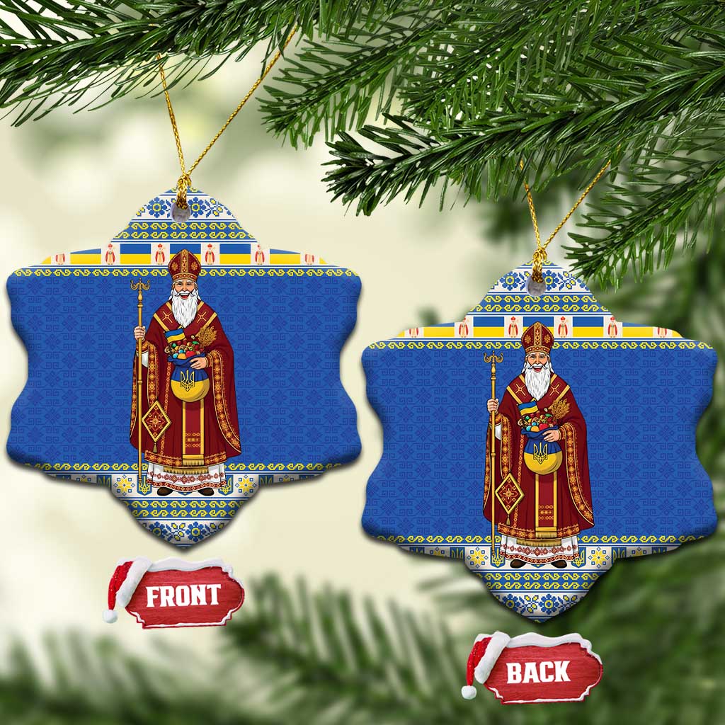 Ukraine Christmas Ceramic Ornament Saint Nicholas Vyshyvanka Style - Wonder Print Shop