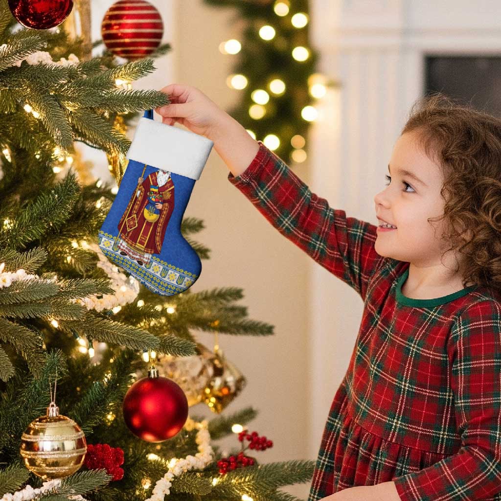 Ukraine Christmas Stocking Saint Nicholas Vyshyvanka Style - Wonder Print Shop